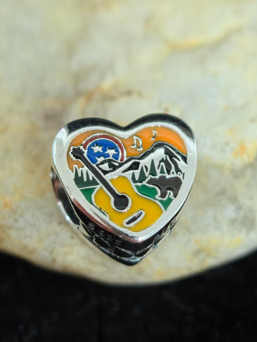 Pandora Tennessee Country Exclusive Travel Heart Charm Pendant, S925 Silver